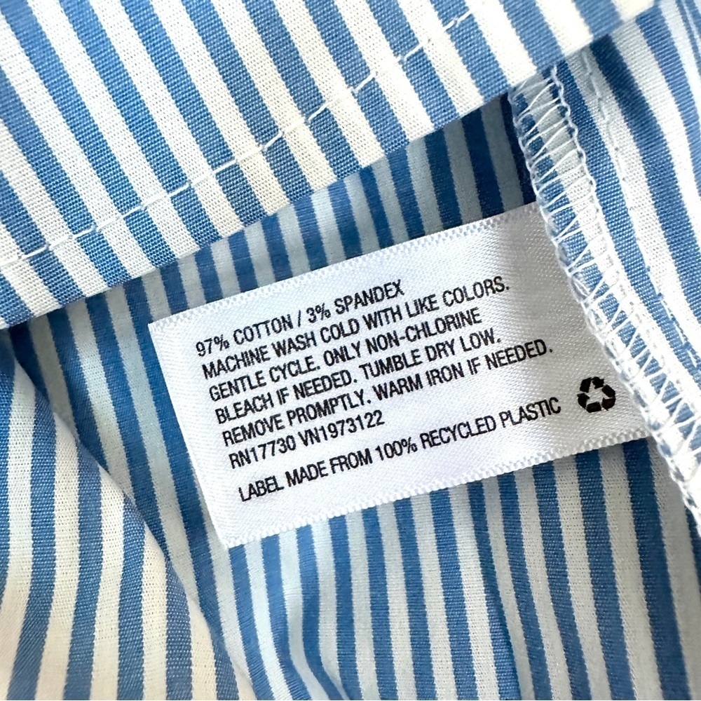 Women’s Striped Long Sleeve Blue & White Cotton Shirt - Picture 6 of 6